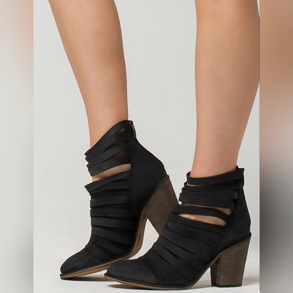 FREE PEOPLE | Strappy Suede Leather Bootie | Boho |Black Ankle Boot | EU 36 US 6 - Picture 12 of 15
